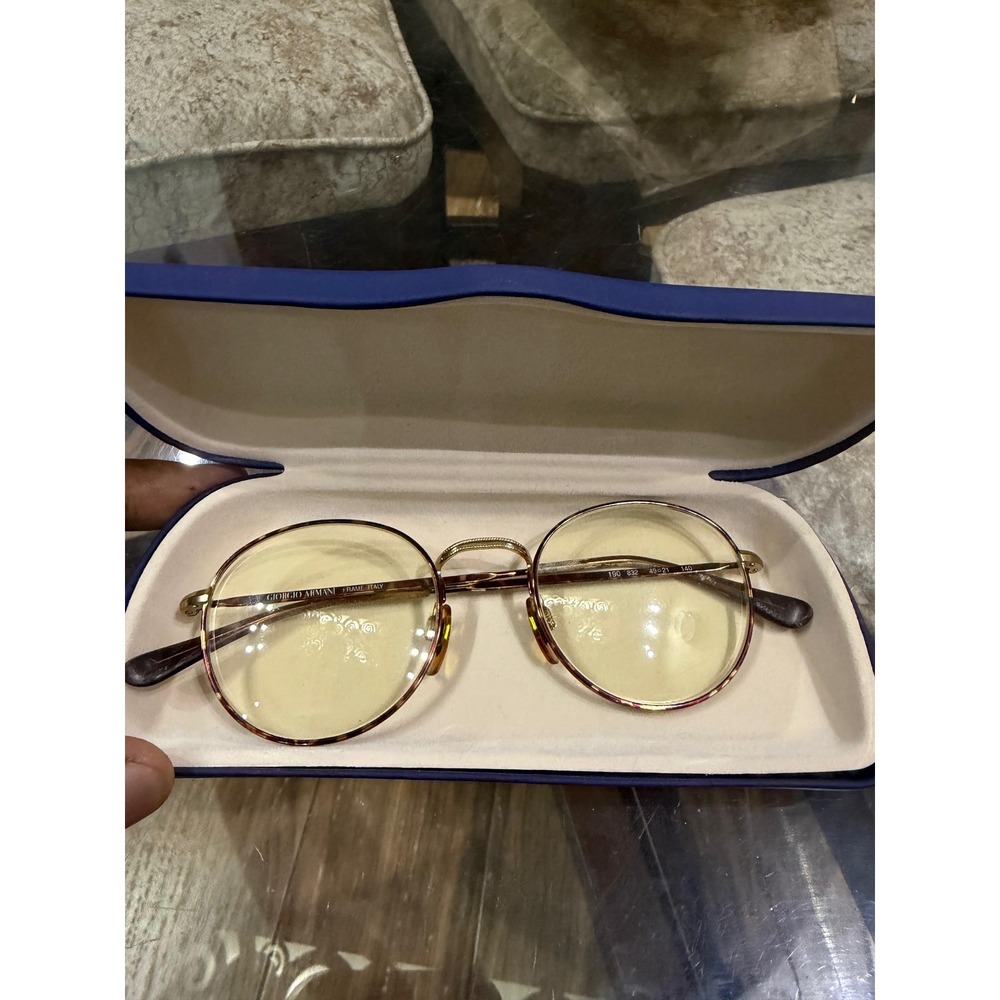 Giorgio Armani 190 832 Round Tortoise Gold Eyeglasses Frames Italy 49-21-140